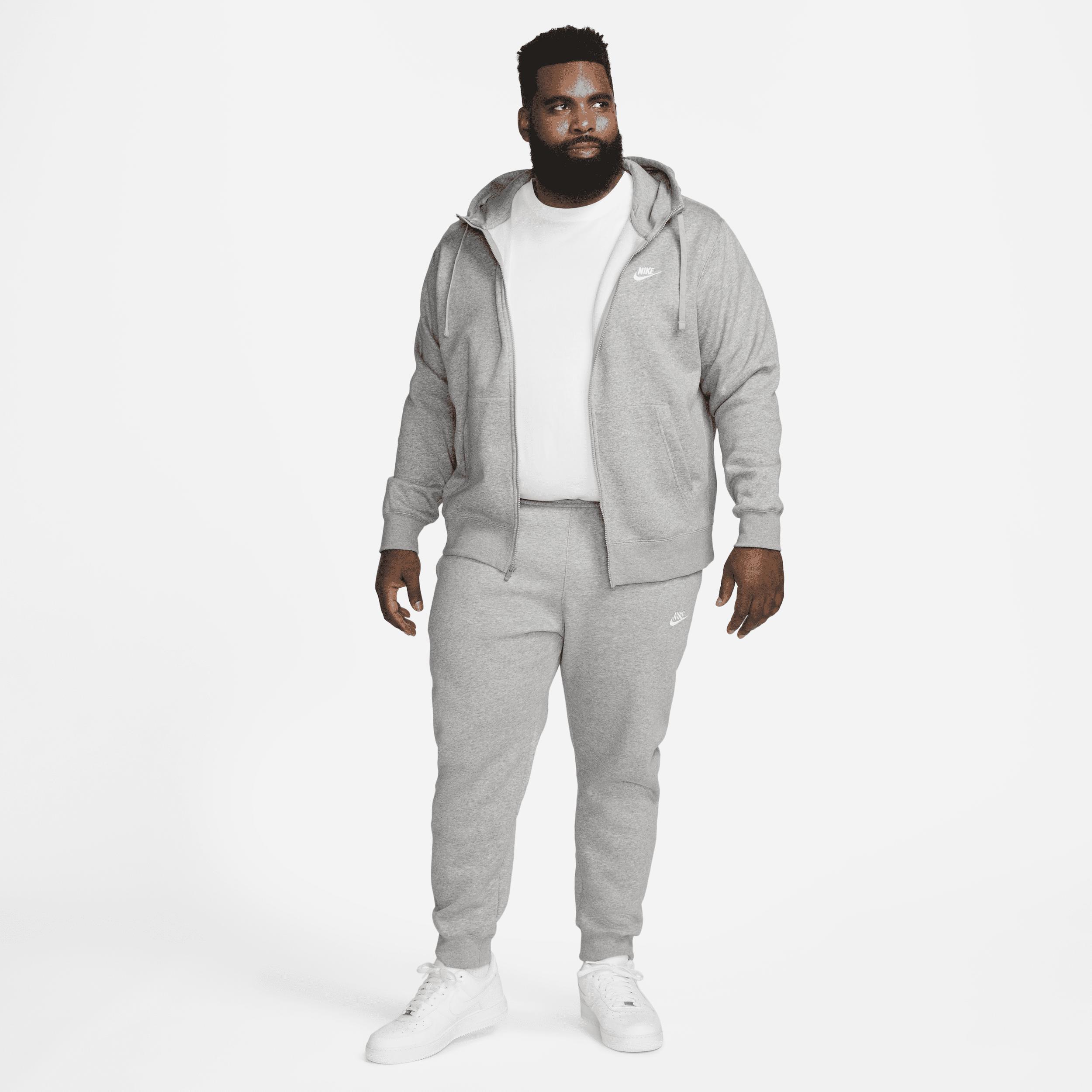 Nike Mens Nike Club Full-Zip Hoodie - Mens White/Dark Grey Heather Product Image