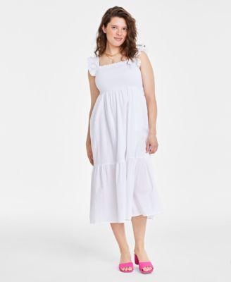 On 34th Womens Cotton Smocked Midi Dress, Created for Macys Product Image