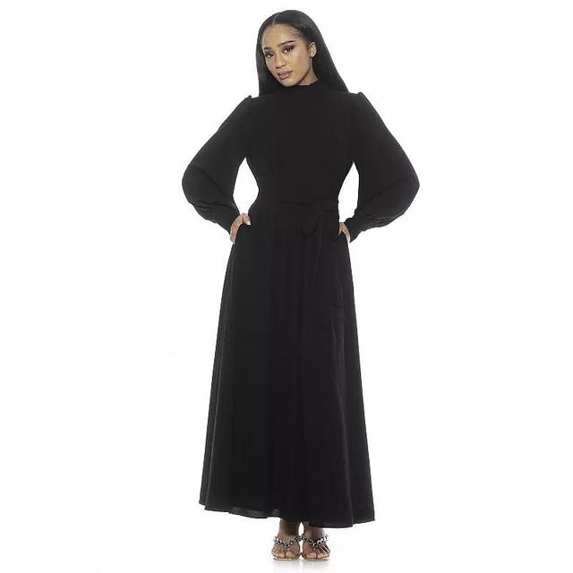 Womens ALEXIA ADMOR Isaliah Mockneck Blouson Sleeve Maxi Dress Blue Product Image