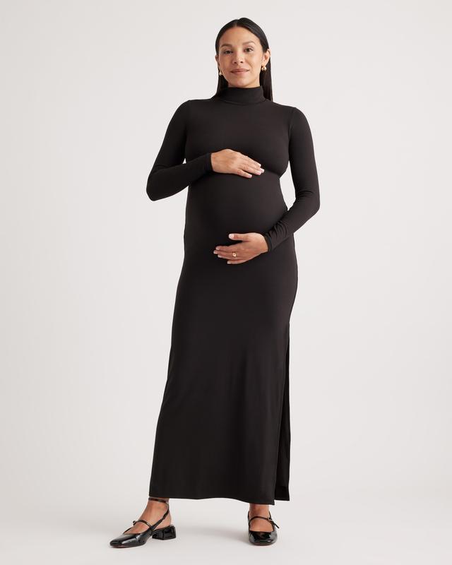 Recycled Knit Maternity Mock Neck Maxi Dress  Product Image