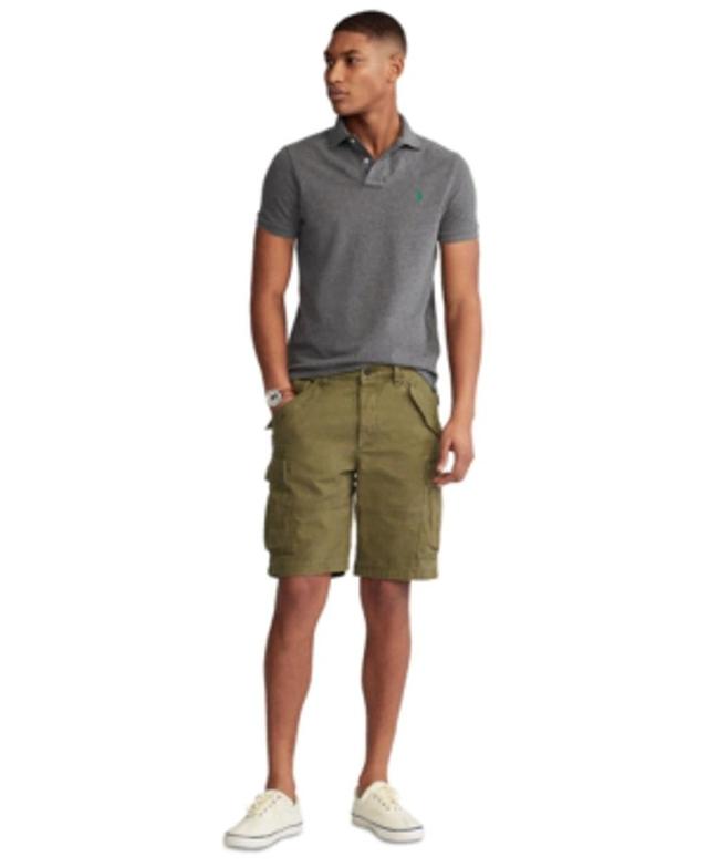 POLO RALPH LAUREN Men's Custom Slim Fit Mesh Polo In Medium Flannel Heather Product Image