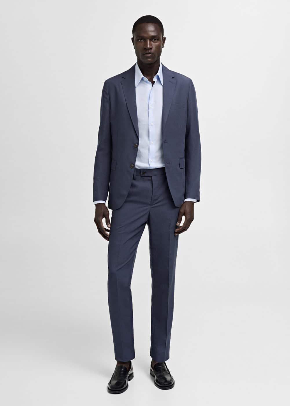 MANGO MAN - Stretch fabric slim-fit suit pants blueMen Product Image