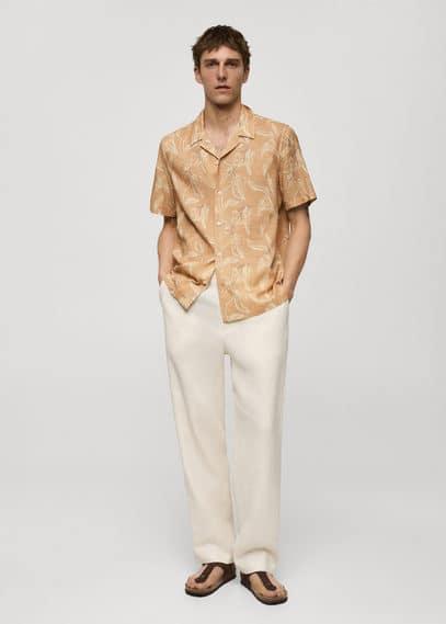 MANGO MAN - Printed fluid regular-fit shirt peachMen Product Image