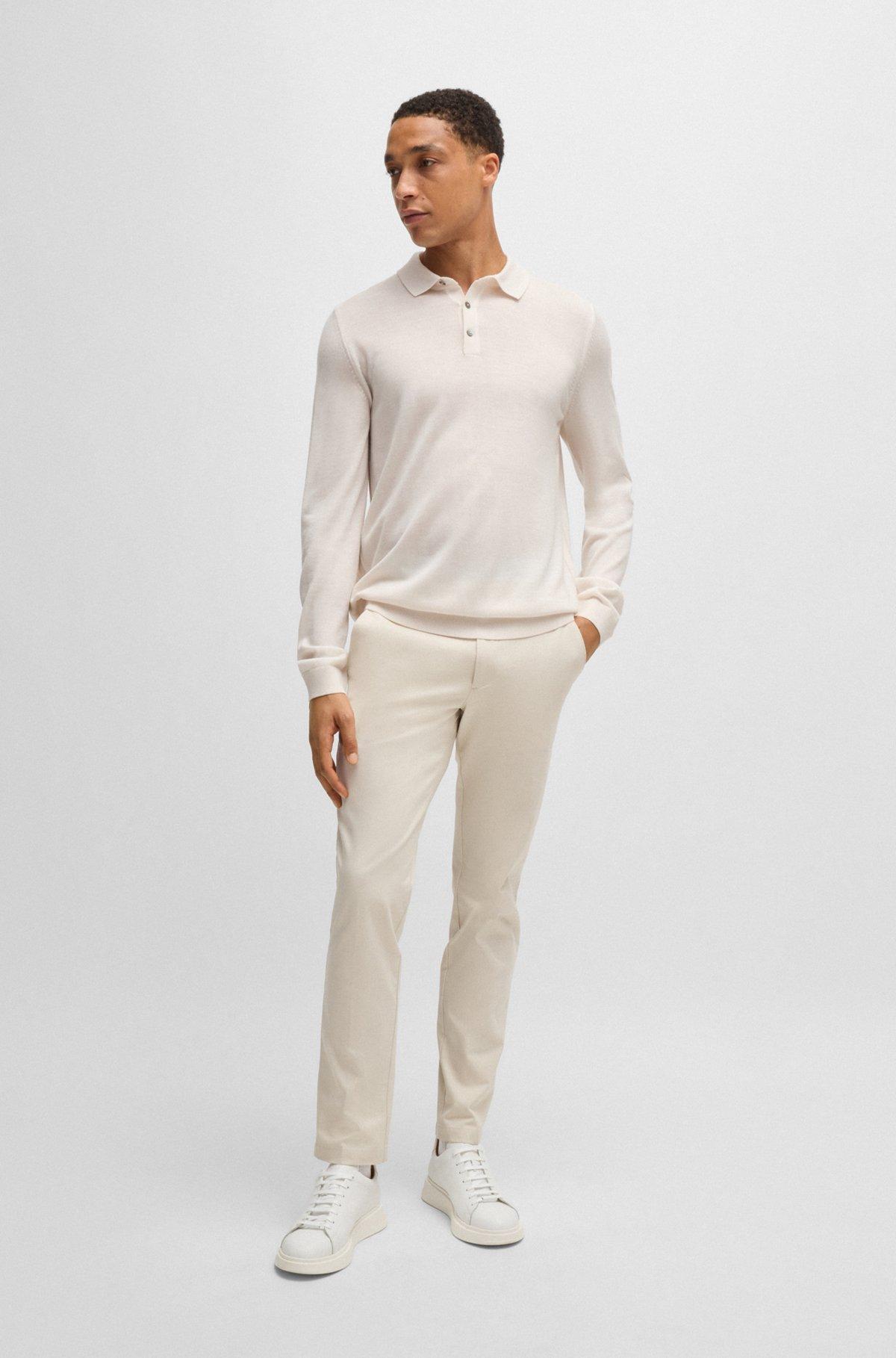 Slim-fit sweater in merino wool with polo collar Product Image