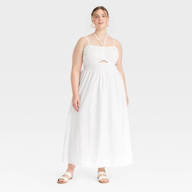 Womens Smocked Cut-Out Maxi Sundress - Universal Thread White XXL Product Image