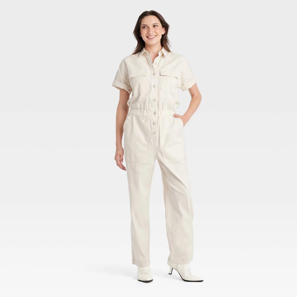 Womens Short Sleeve Boilersuit - Universal Thread Cream 12 Product Image