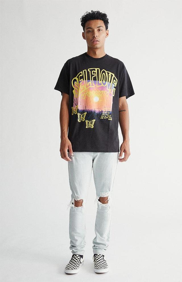 PacSun Mens Light Indigo Destroyed Stacked Skinny Jeans Product Image