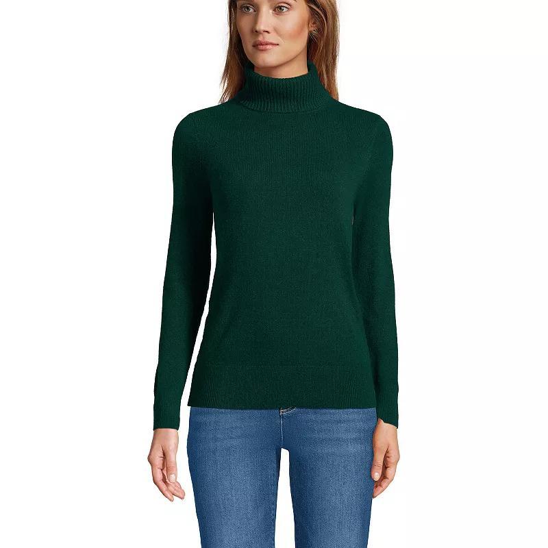 Womens Lands End Turtleneck Cashmere Sweater Pale Blue Ice Product Image