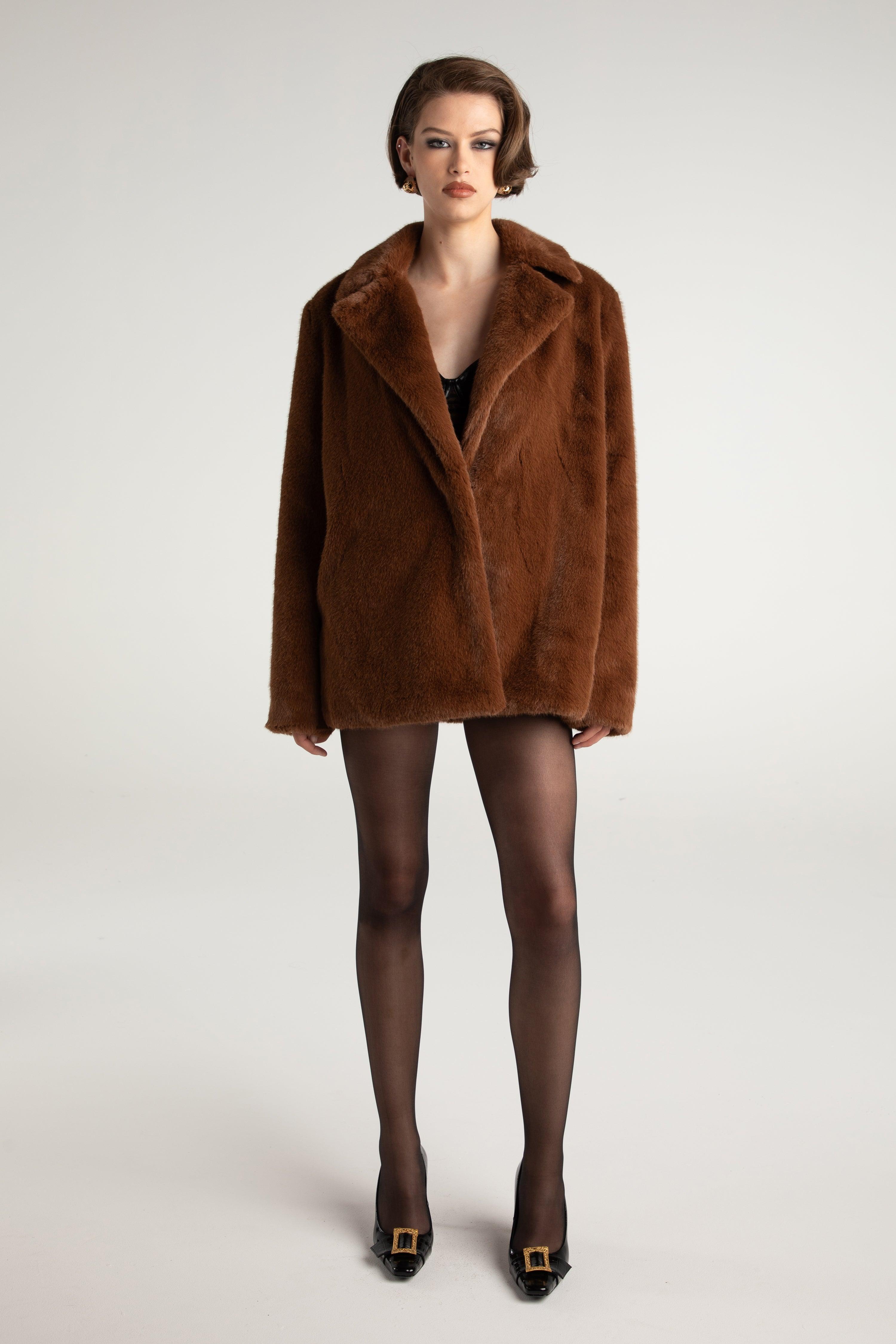 Phoebe Fur Jacket (Brown) Product Image