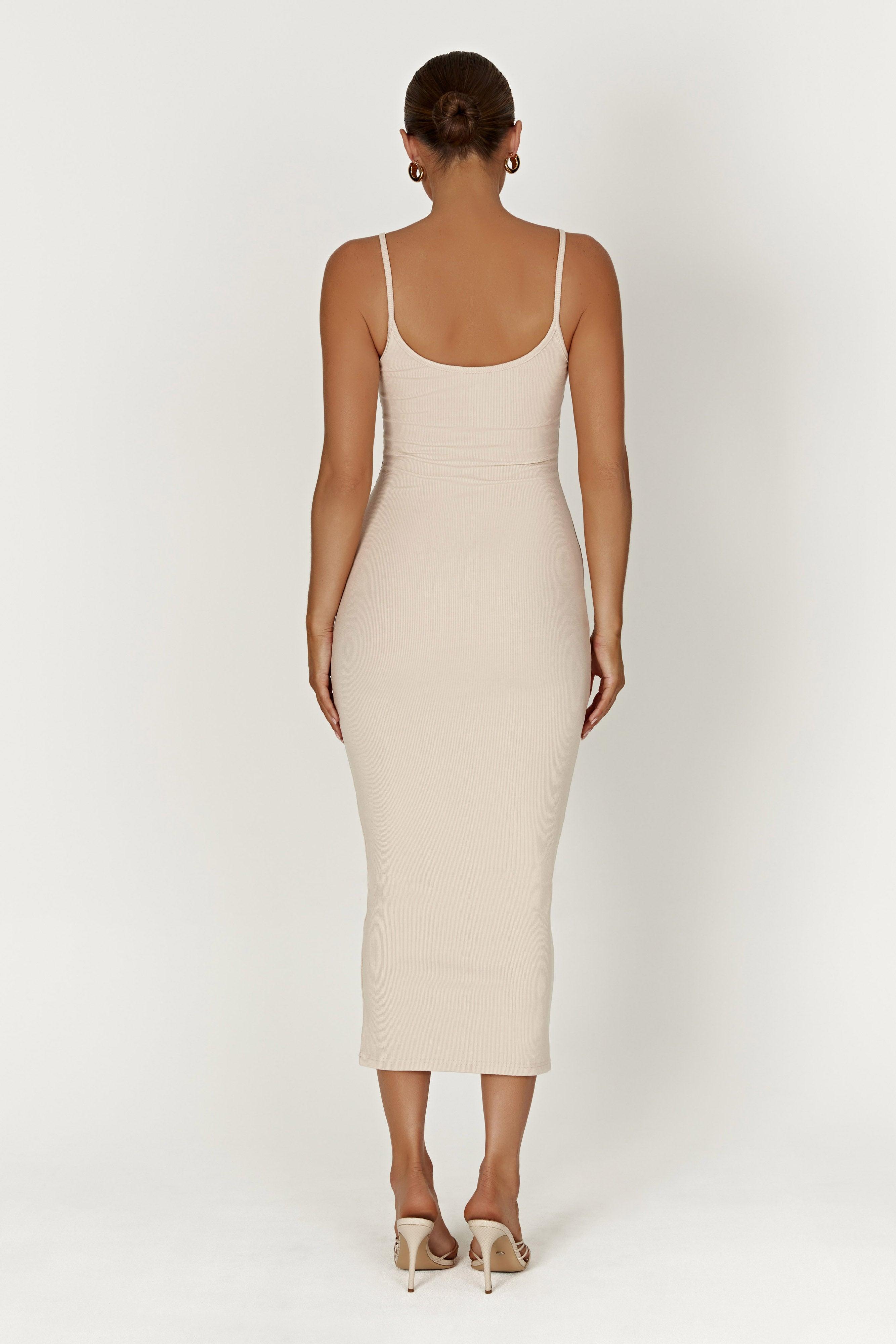 Alexis Ribbed Cami Midi Dress - Cream Product Image