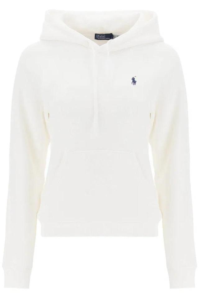 POLO RALPH LAUREN Logo Embroidered Drawstring Hoodie In White Product Image