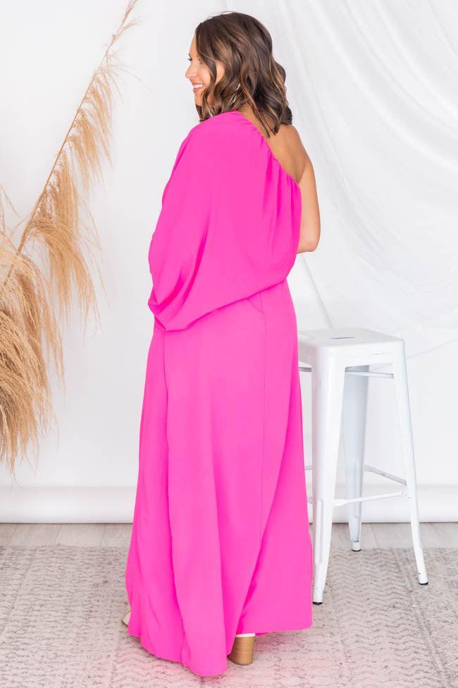 Found My Forever Pink One Shoulder Maxi Dress FINAL SALE Product Image