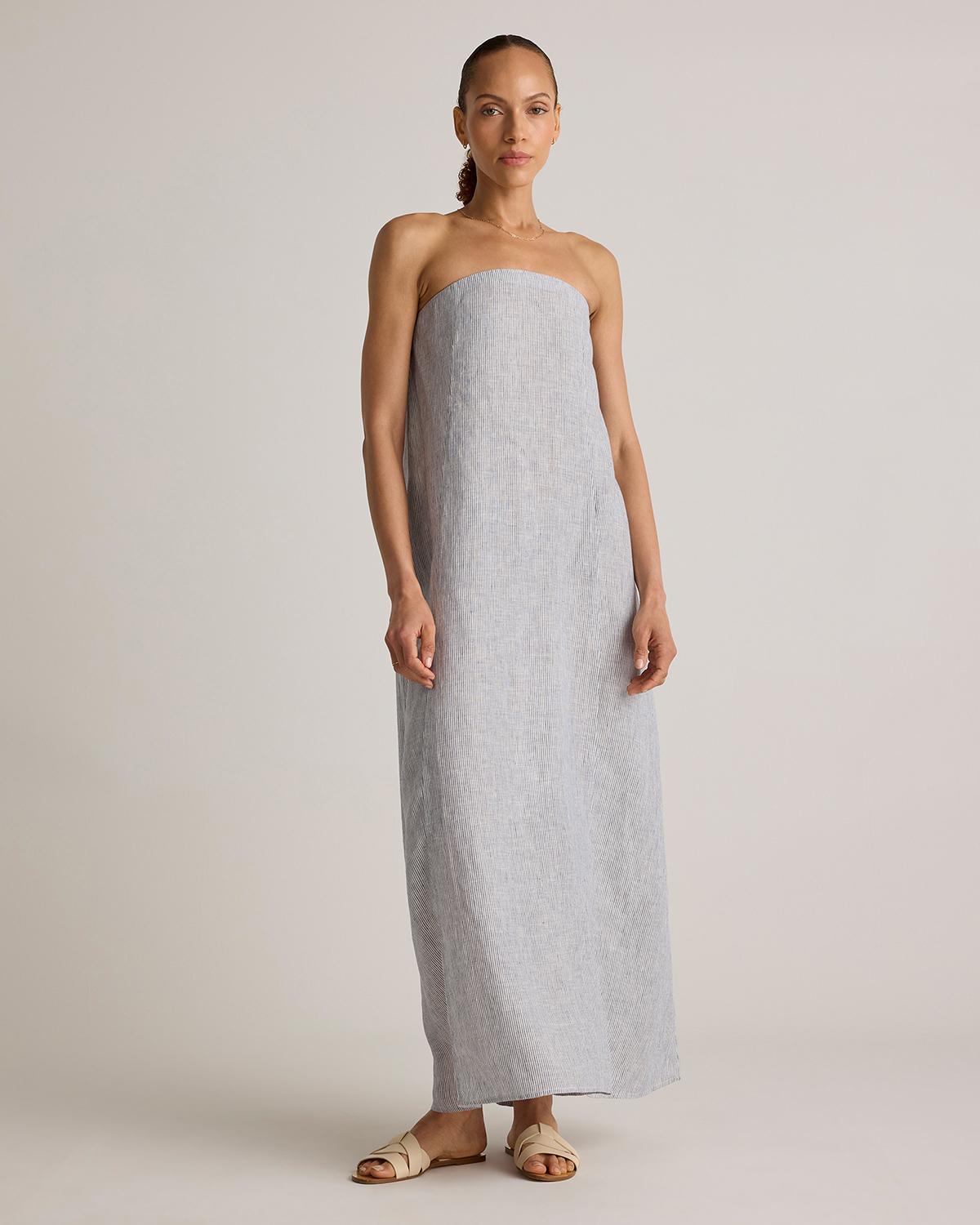 100% European Linen Strapless Maxi Dress Product Image