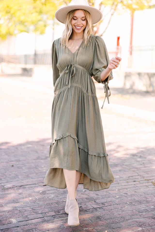 Be Your All Vintage Olive Green Midi Dress Female Product Image