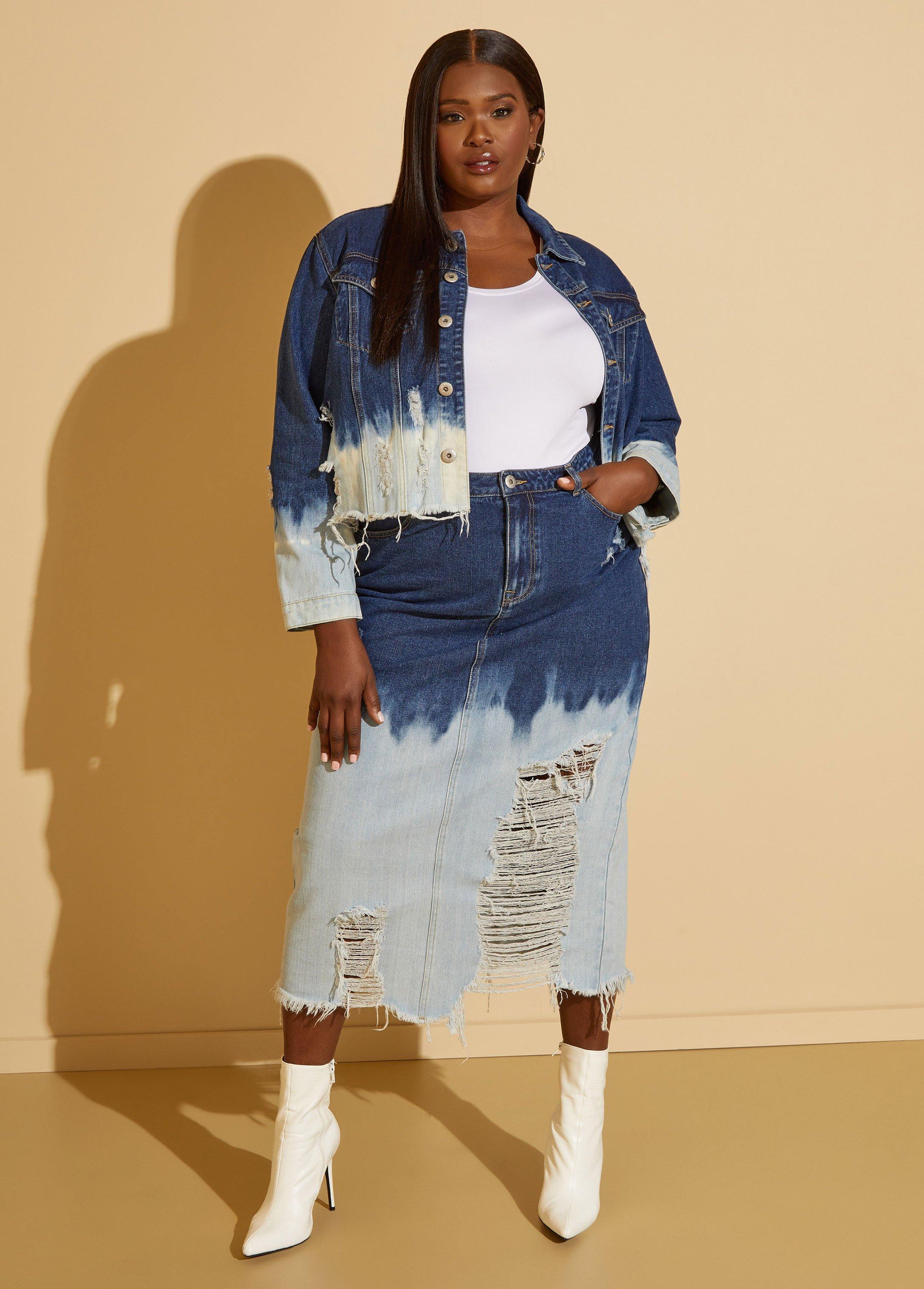 Ombre Cropped Denim Jacket Product Image