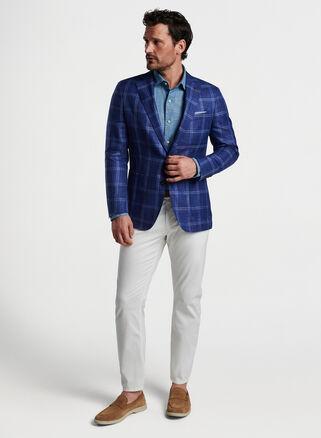 Peter Millar Mens Sola Windowpane Soft Jacket | Color: Atlantic Blue | Size: 40 Product Image