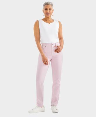 Petite Colored High Rise Natural Straight-Leg Jeans, Created for Macy's Product Image