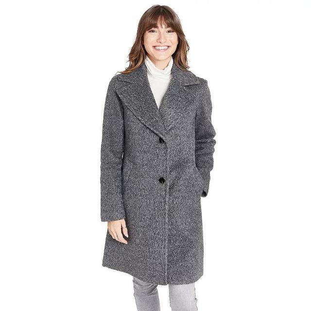 Womens Nine West Large Notch Collar Front Button Coat Grey Product Image