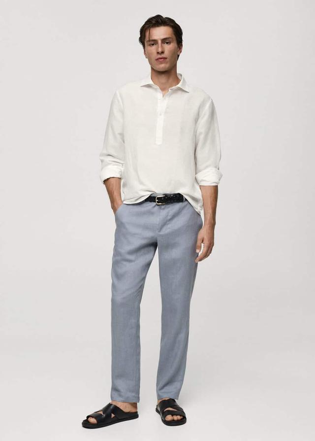 Mango Mens Relaxed Fit Linen Shirt Product Image