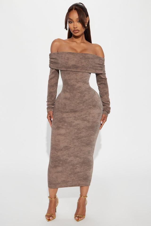 Riding Solo Washed Midi Dress - Brown Product Image