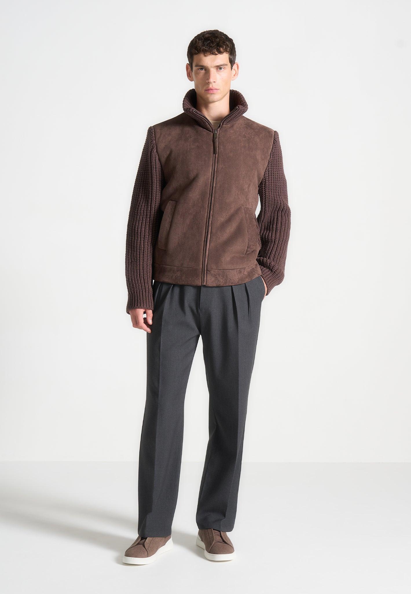 Suede & Knit Jacket - Brown Male Product Image