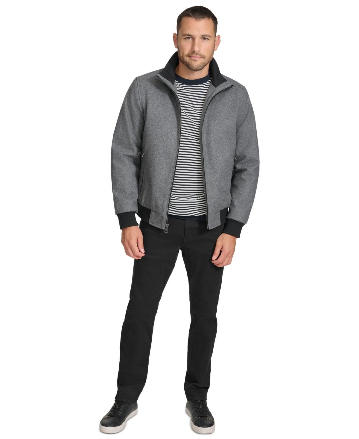 Calvin Klein Mens Wool Bomber Jacket With Knit Trim Product Image