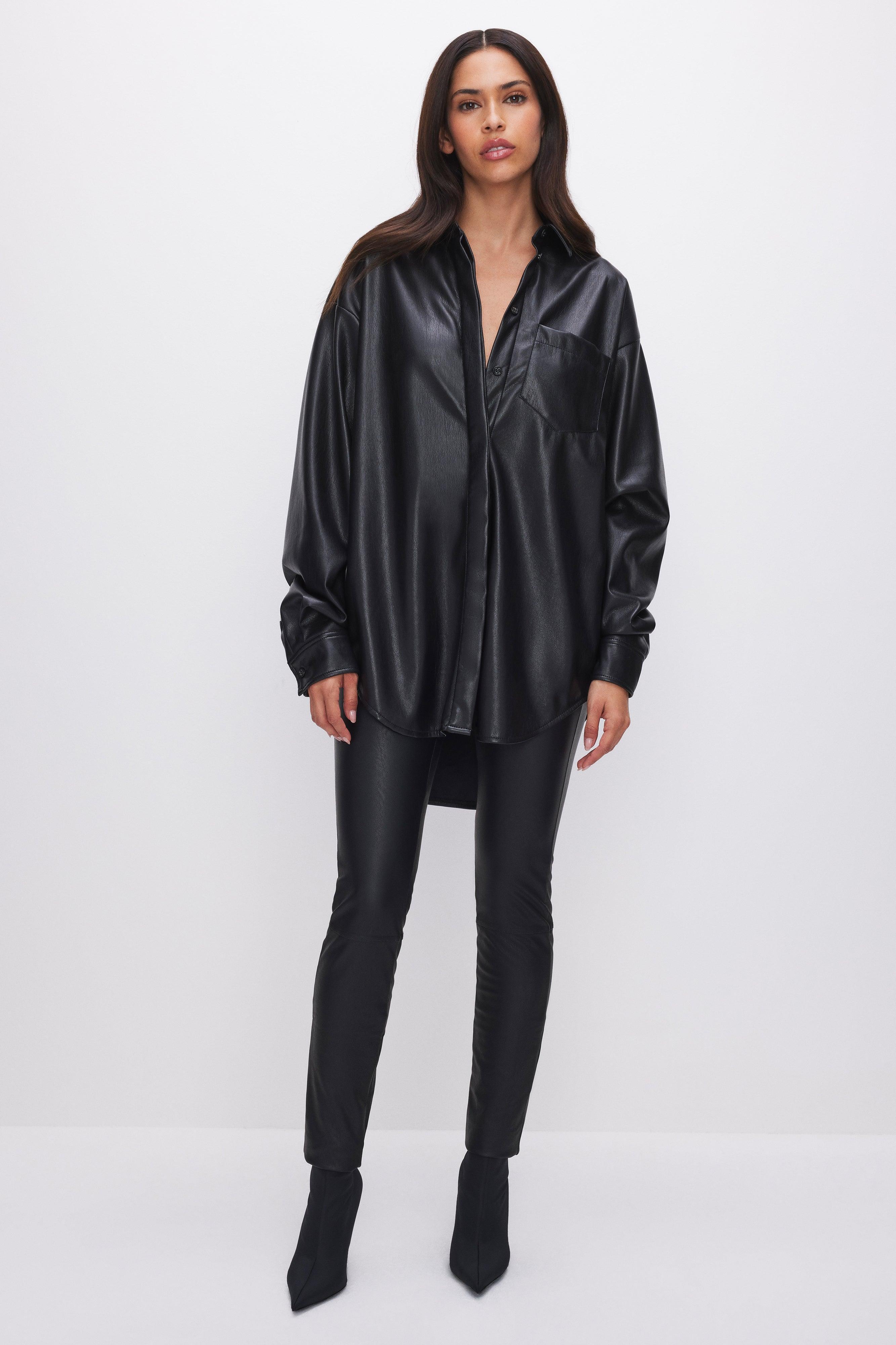 FAUX LEATHER SHIRT | BLACK001 Product Image