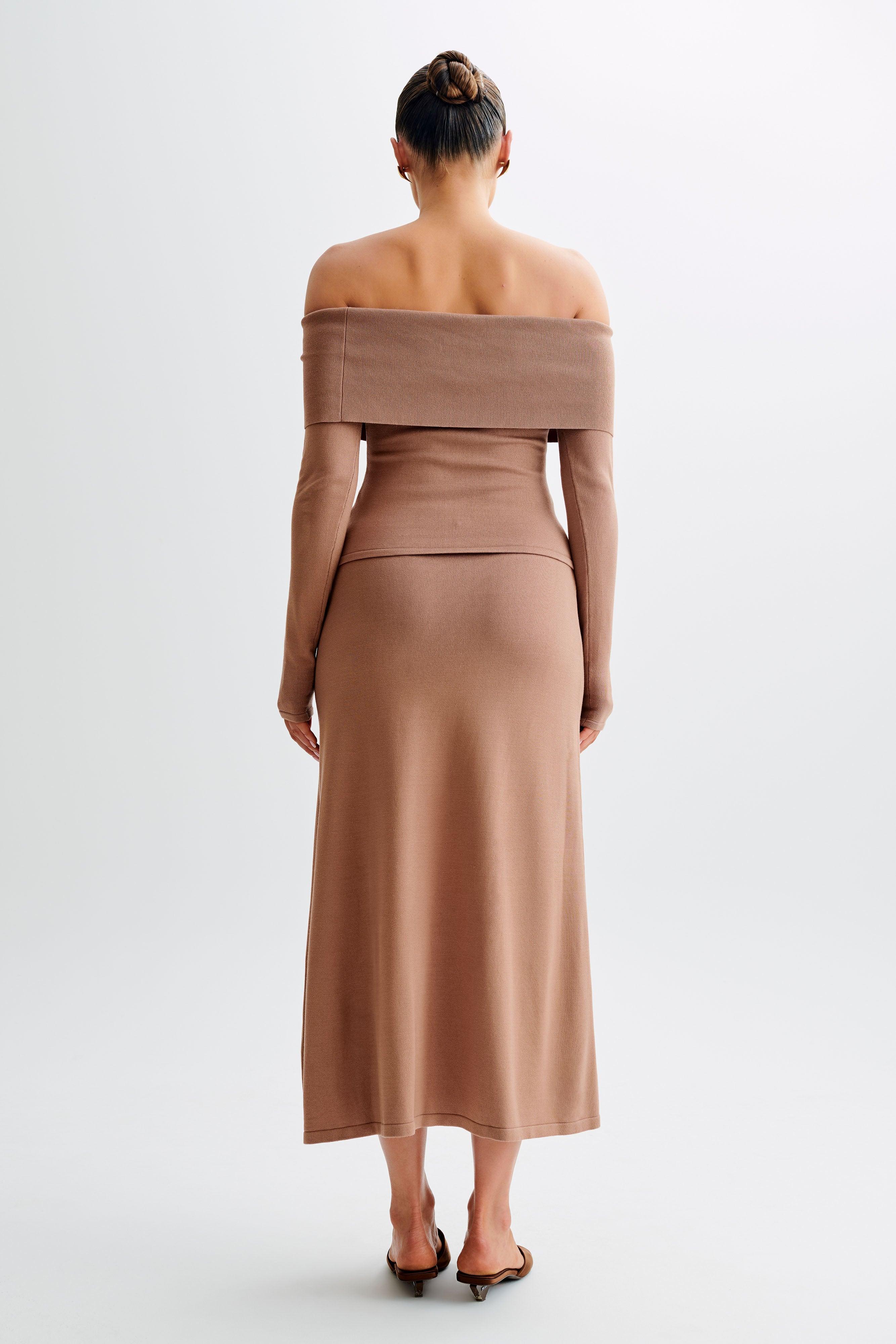 Diedre A-Line Knit Maxi Skirt - Pecan Product Image