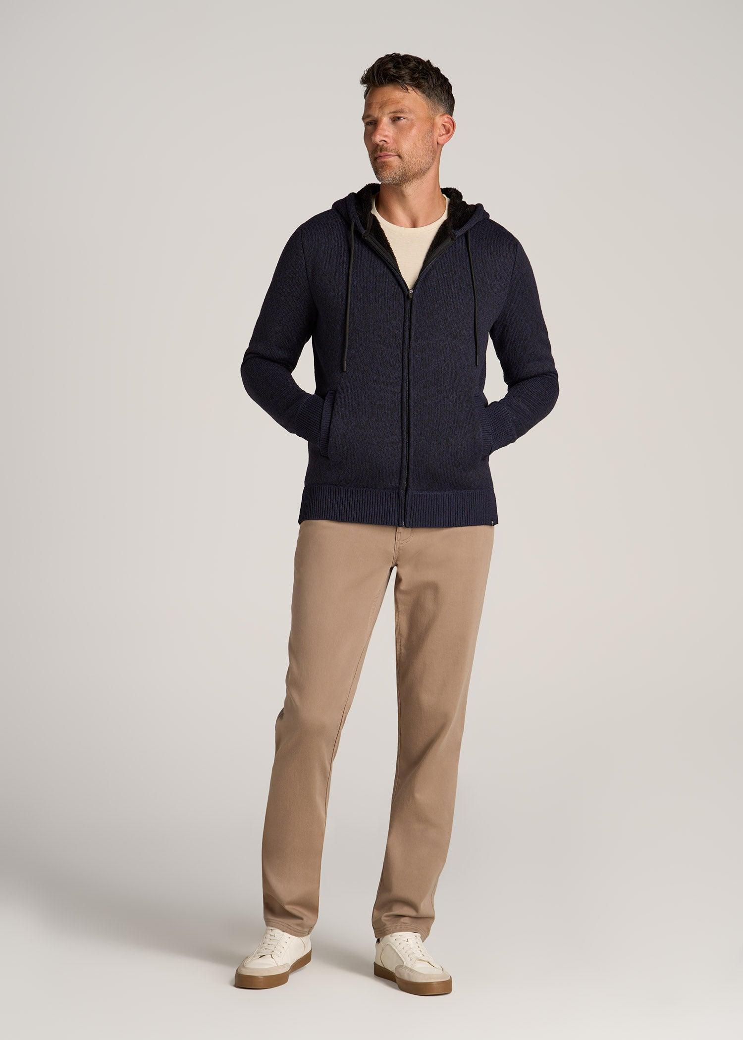 Hooded Sherpa Sweater for Tall Men in Patriot Blue Male Product Image