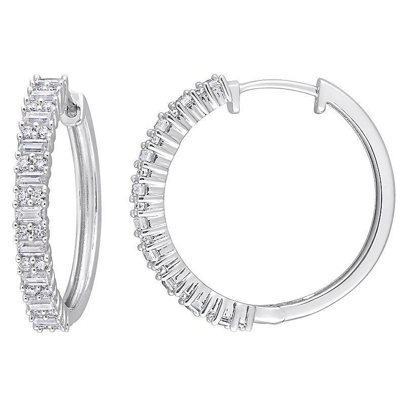 Stella Grace Sterling Silver Lab-Created Moissanite Hoop Earrings, Womens Product Image