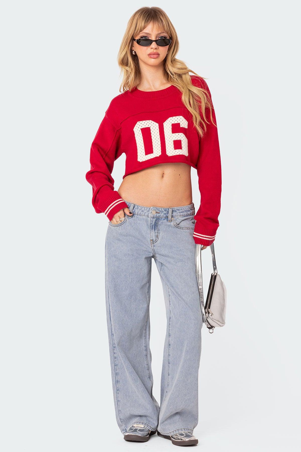 Varsity Cropped Sweater Product Image