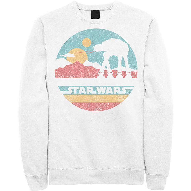 Mens Star Wars AT-AT Silhouette Title Logo Circle Sweatshirt White Product Image