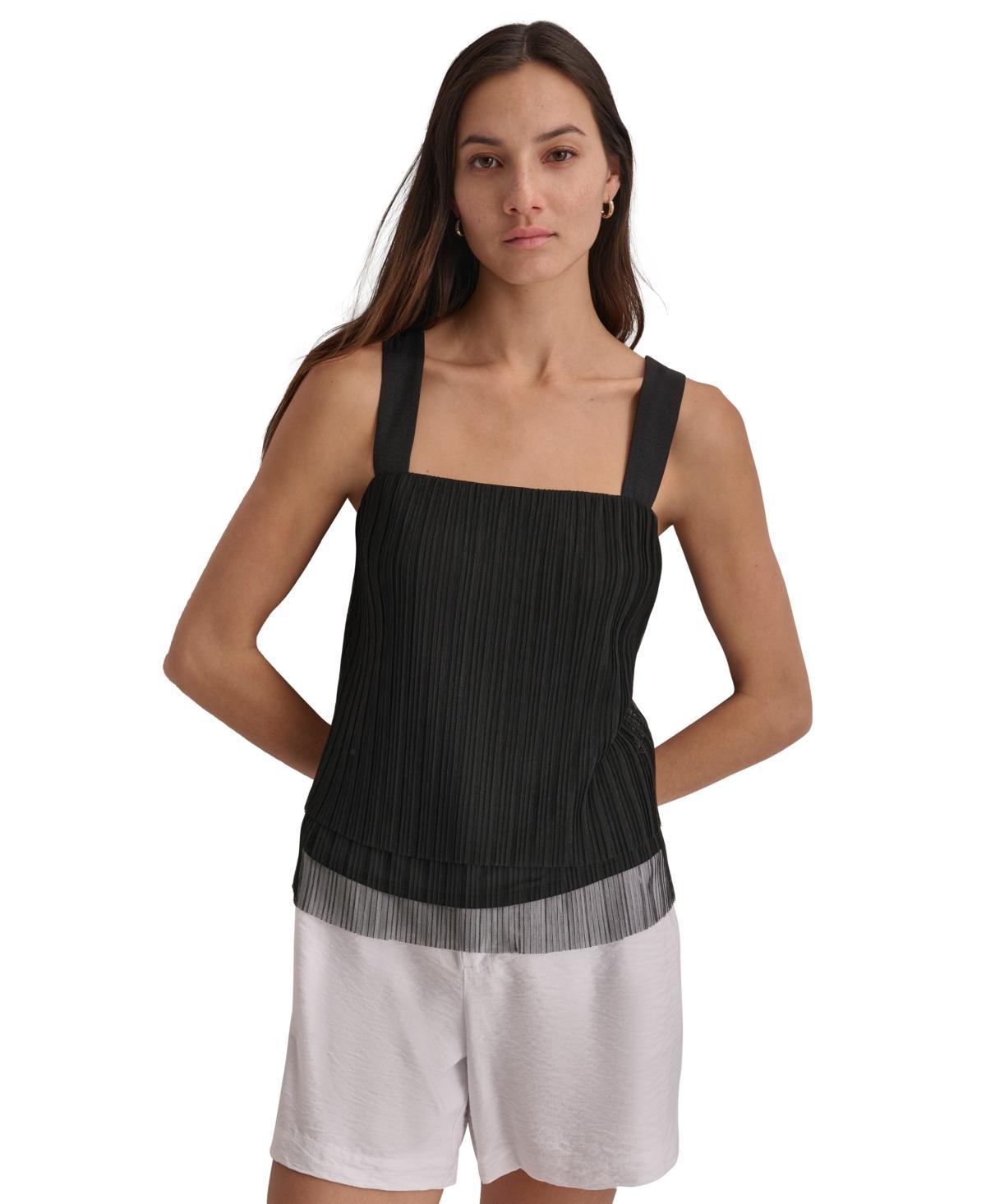 Women's Plissé Layered-Hem Sleeveless Top Product Image