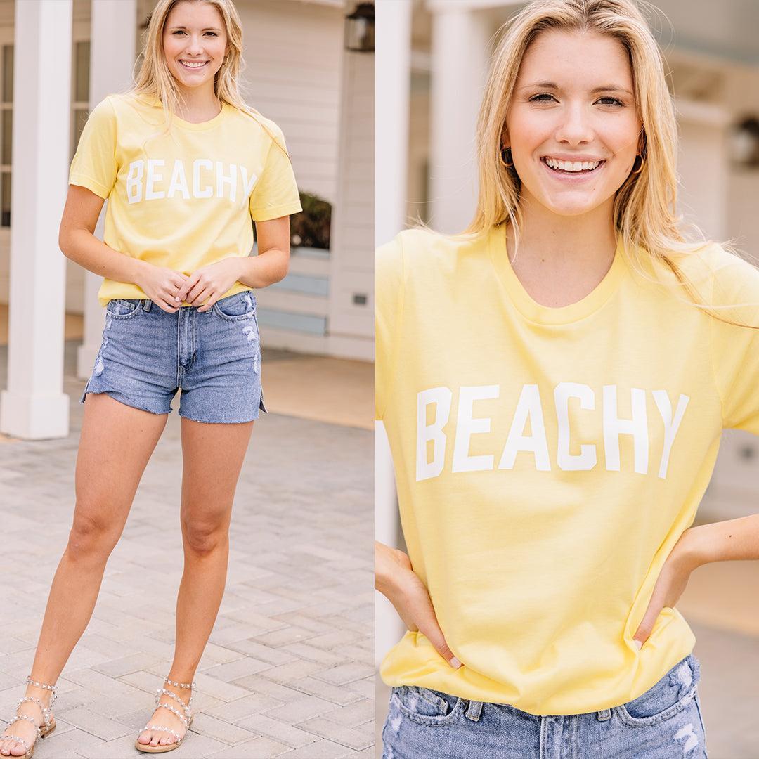 Feelin' Beachy Heather Yellow Graphic Tee Female Product Image