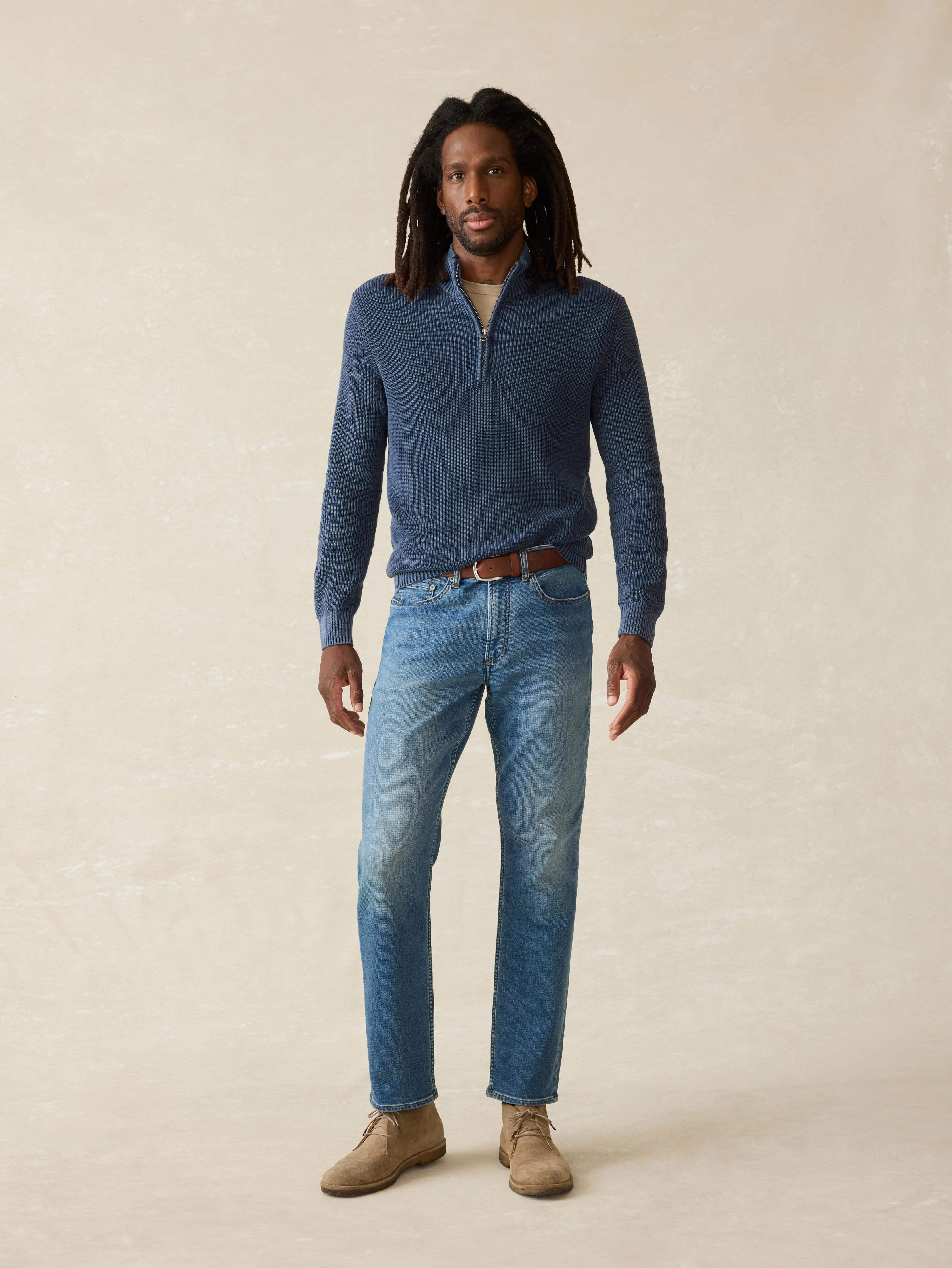 Sunwashed Quarter Zip Sweater - Blue Nights Male Product Image