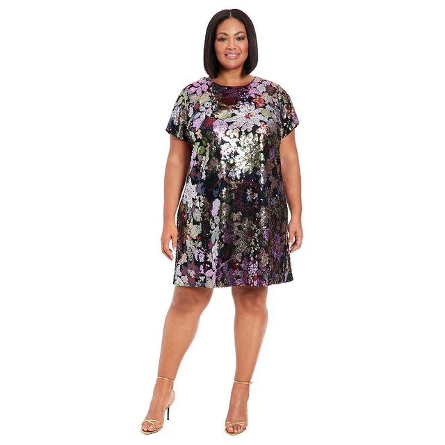 Plus Size London Times Sequin T-Shirt Dress, Womens Purple Team Product Image