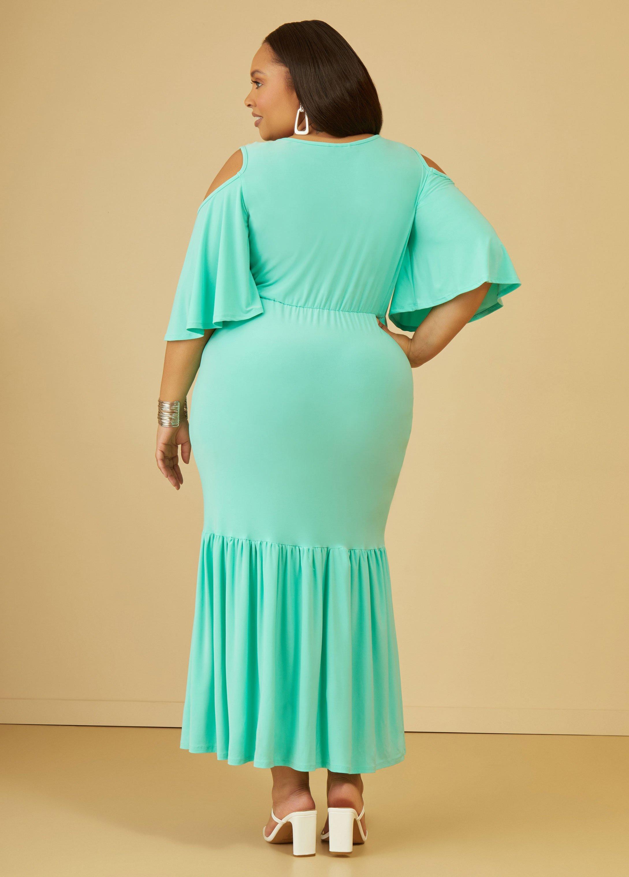 Cold Shoulder Flounced Maxi Dress Product Image