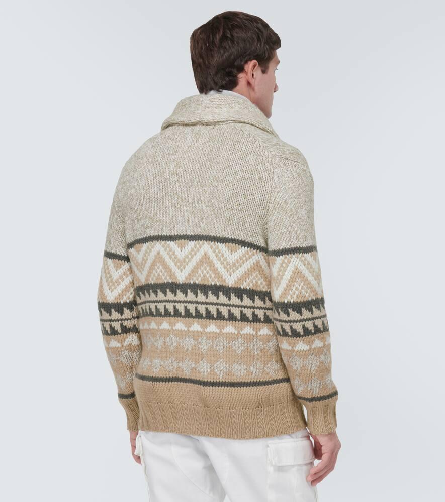 BRUNELLO CUCINELLI Cashmere Jacquard Cardigan In Beige Product Image