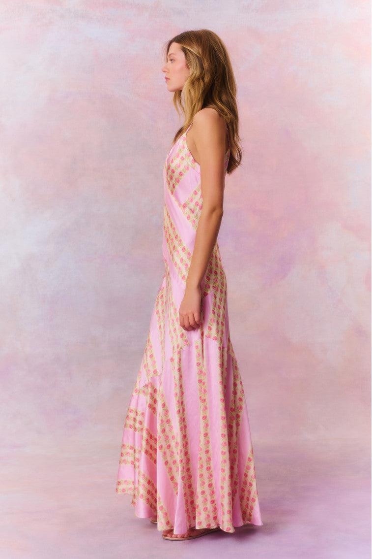 Azalea Satin Floral Maxi Dress Product Image