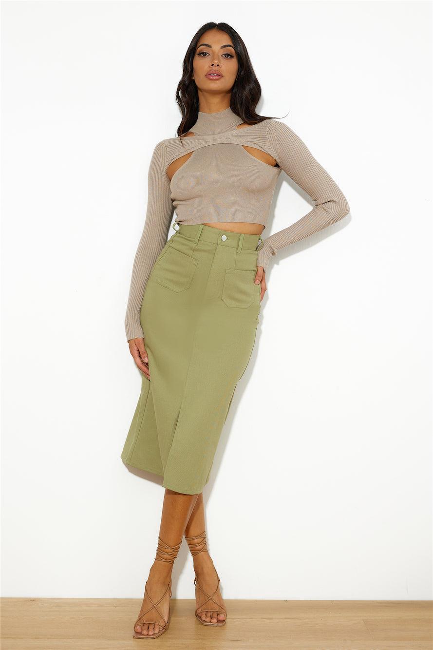 In Or Out Knit Crop Top Brown Product Image