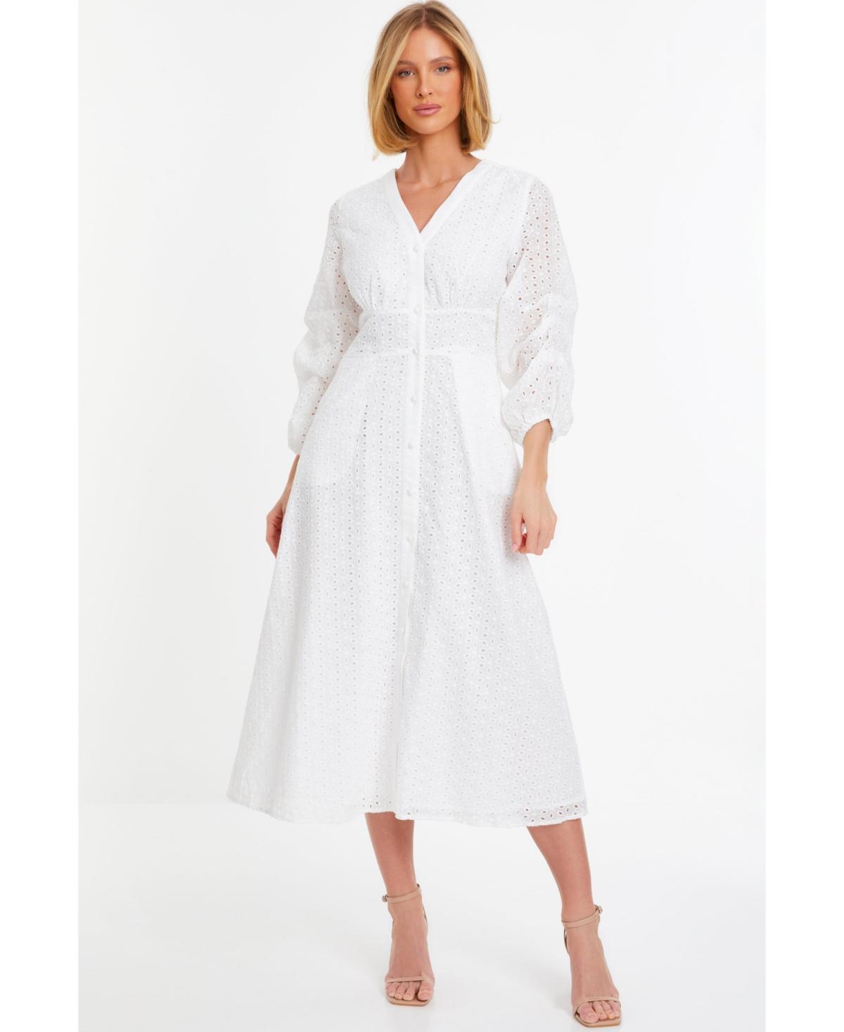 Women's Broderie Button Down Midi Dress Product Image