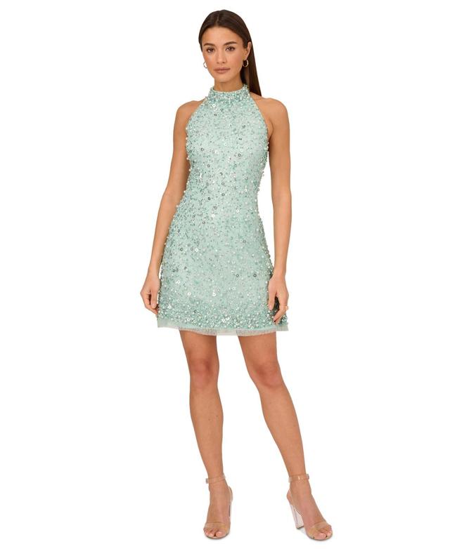 Adrianna by Adrianna Papell Womens Beaded Halter Dress Product Image