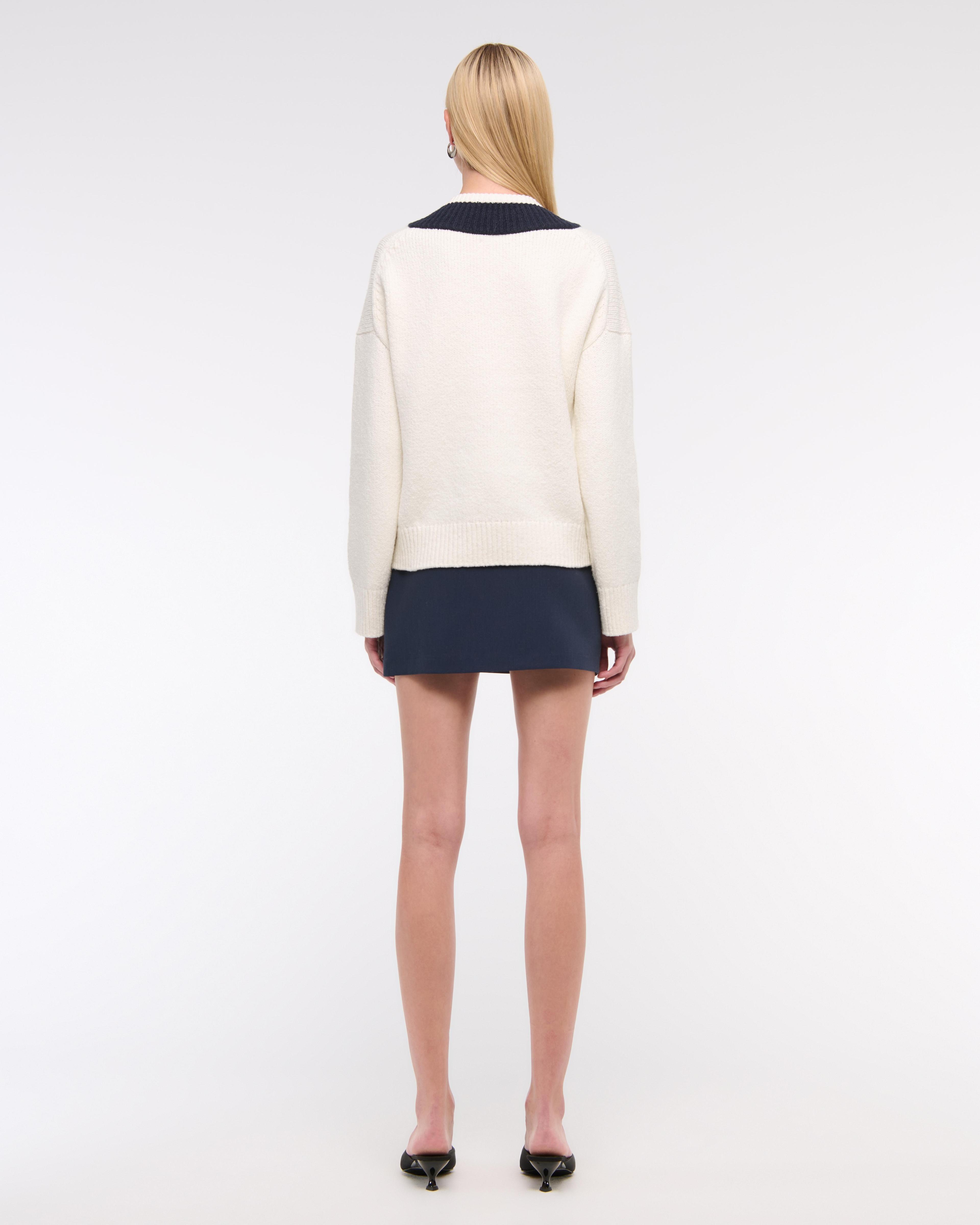 Relaxed Textural V-Neck Sweater Product Image