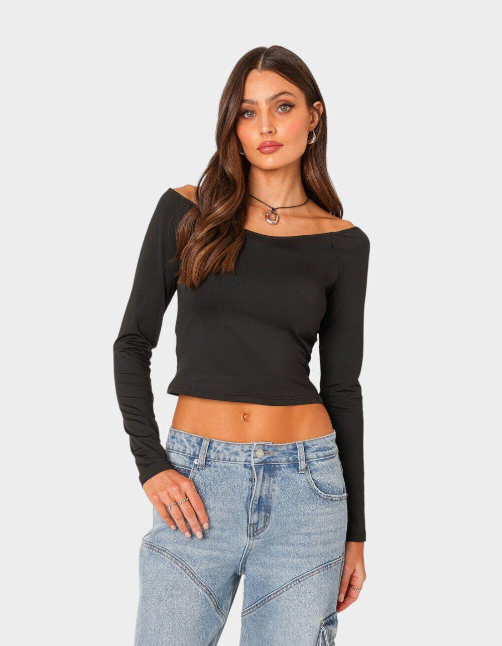 EDIKTED Tahlia V-Neck Off Shoulder Top Product Image