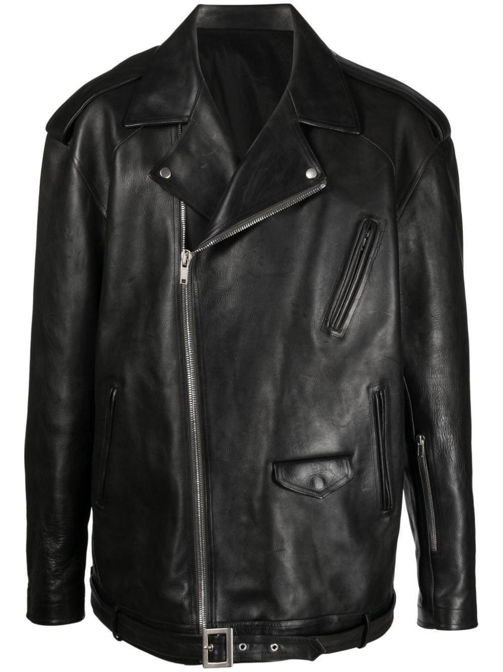 Luke Stooges Zip-up Leather Jacket In Black Product Image