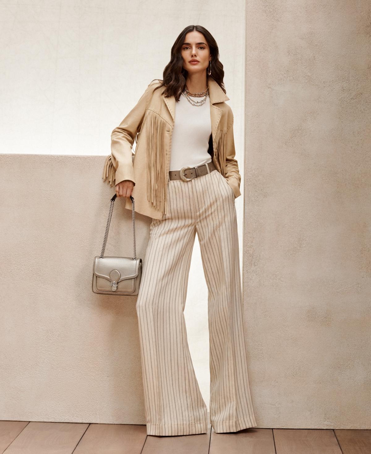 Women's Pinstriped Wide-Leg Pants Product Image