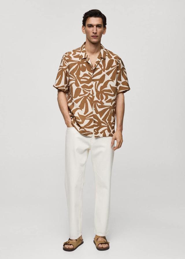 MANGO MAN - Regular-fit textured printed shirt medium brownMen Product Image