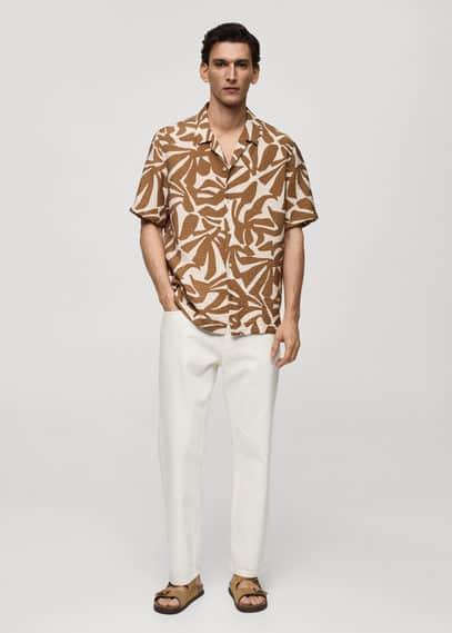 MANGO MAN - Regular-fit textured printed shirt medium brownMen Product Image