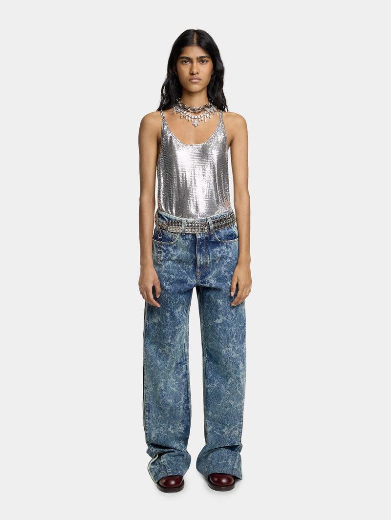 WIDE-LEG JEANS IN WASHED DENIM Product Image