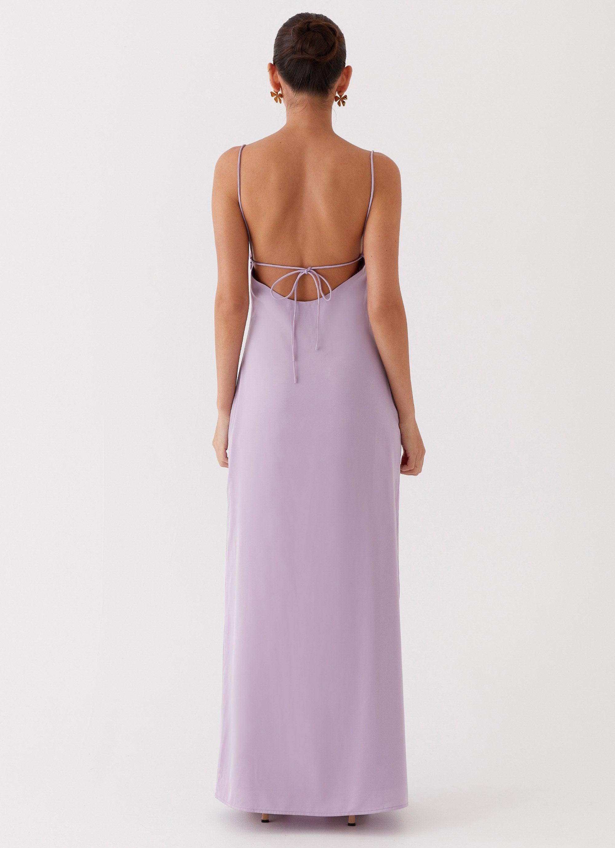 Dream Sight Lace Satin Maxi Dress - Lilac Product Image